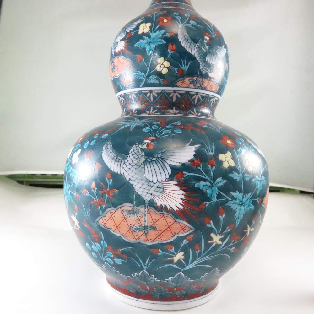 Amazon.co.jp: 花瓶 有田焼 伊万里焼 色鍋島 魯山作 花鳥図花瓶 木箱付